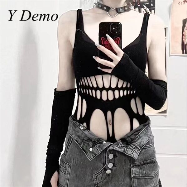 

camisoles tanks y demo holow out sleeveless camis for women elastic suspenders camisole slip dress 230407, Black;white
