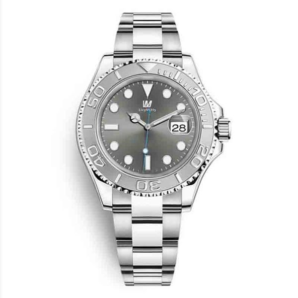 

mens watch automatic sapphire crystal automatic mechanical movement waterproof gray dial stainless steel101, Slivery;brown