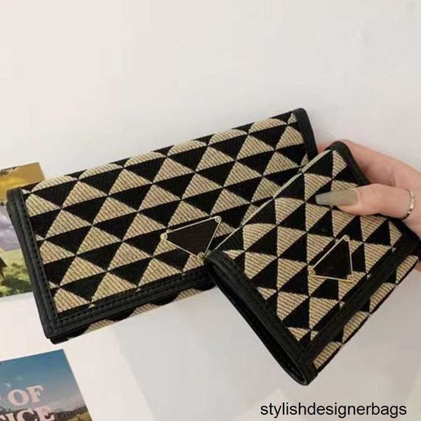 

fashion embroidery triangle p long wallet bifold trifold classic purse triangle symbole jacquard fabric designer handbag italy women ladies