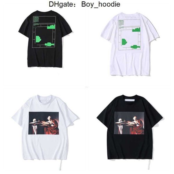 

summer fashion brand offs mens t shirts ow religious oil painting direct spray arrow tshirts hip hop short sleeve loose men tees women larg, White;black