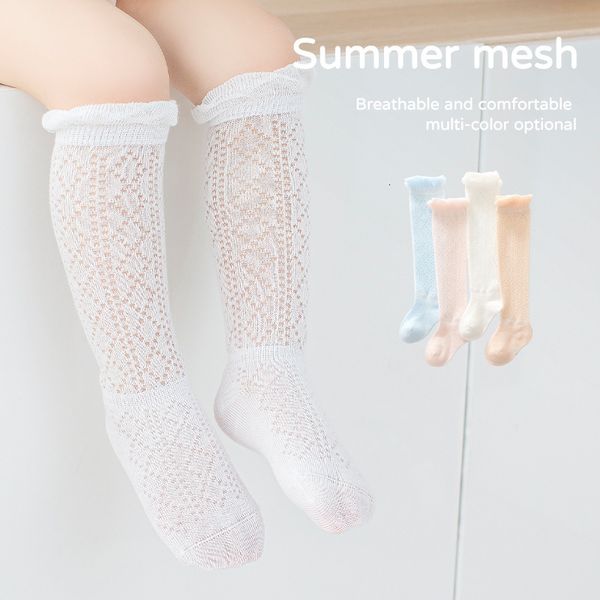 

kids socks 4 pairs of soft and cute children's knee high socks baby boys and girls' cotton mesh breathable soft socks born long so, Pink;yellow