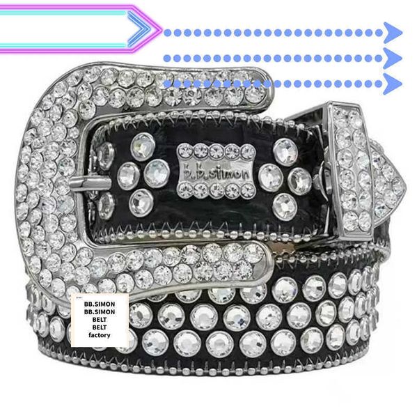 

with box2022 designer bb belt simon belts for men women shiny diamond belt black on black blue white multicolour with bling rhinestones as g, Silver