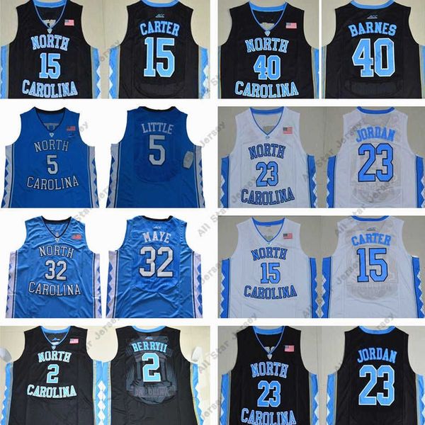 

custom college basketball wears unc tar heels north carolina basketball jersey 5 nassir little 15 vince carter 32 luke maye michael college, Black