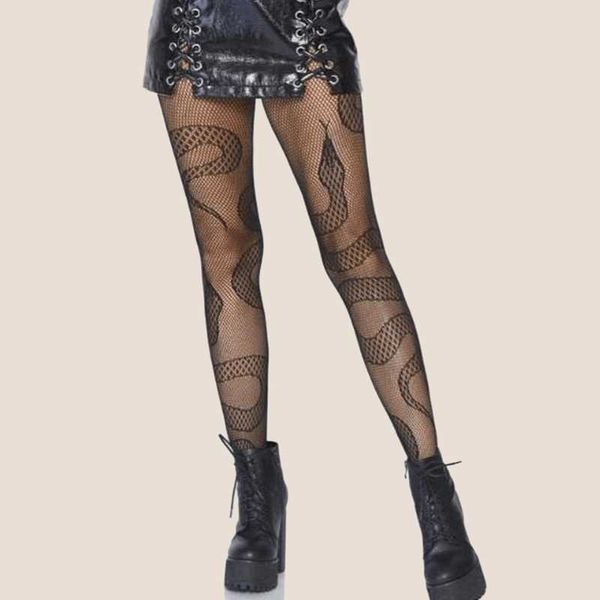

5 pc socks snake tights women anime pantyhose 2022 black mesh fishnet stockings harajuku hosiery large lolita g tights gothic clothes z0407, Red;black