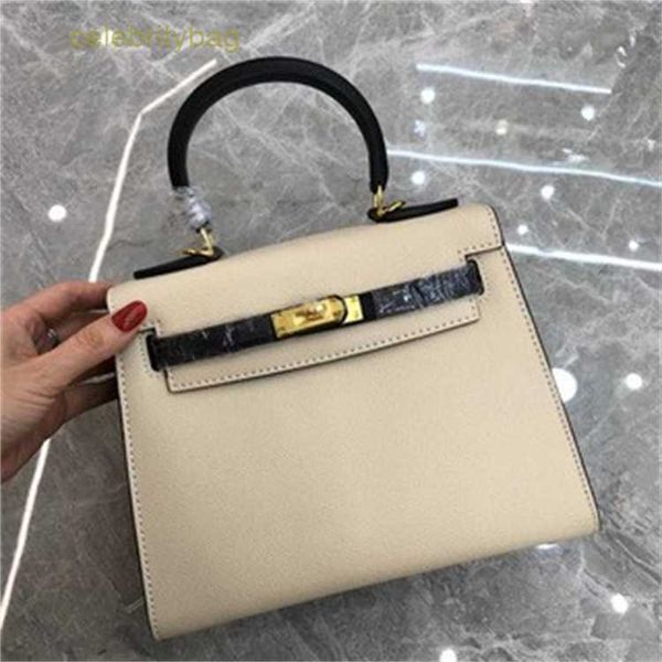 

designer kellies handbags hemres new fashion commuter 2023 women's bag handheld shoulder cowhide palm pattern color contrast 1 has logo