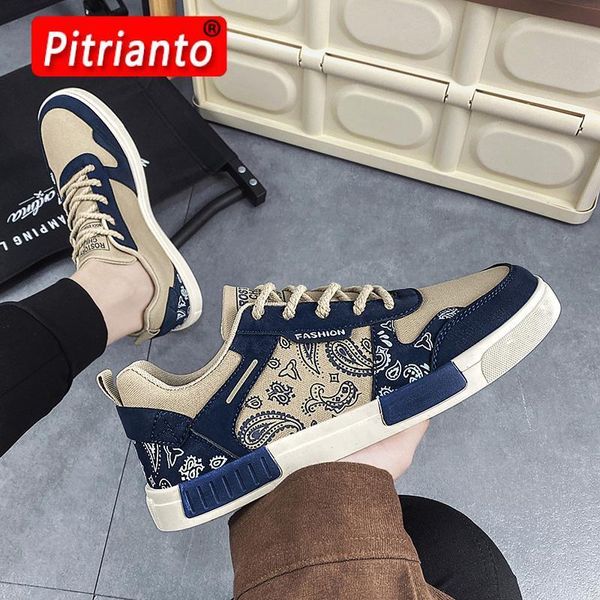 

dress shoes mens trend vulcanized flat casual fashion spring autumn canvas students lace up walking sneakers for man 230407, Black