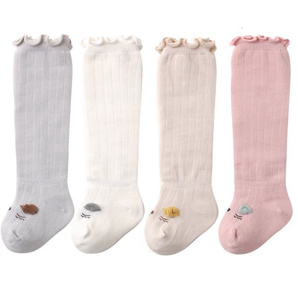 

kids socks 4 pairs of soft and cute children's knee high socks baby boys and girls' cotton breathable soft socks baby long socks s, Pink;yellow