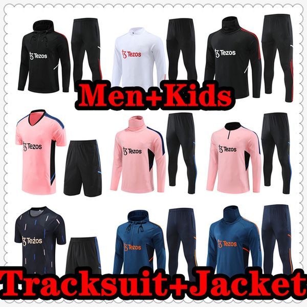 

2022 2023 kids manchester sancho jerseys soccer tracksuit united track suits jacket 21 22 23 f. de jong ronaldo chandal training fernandes r, Black;yellow