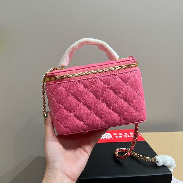 

classic quilted vanity bag with mirror co handle tote ghw crossbody shoulder cosmetic case 16cm