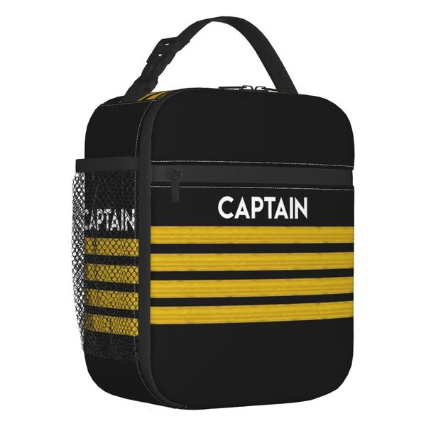 

ice packsisothermic bags captain stripes epaulettes insulated lunch for school office aviation airplane pilot thermal cooler bento box women