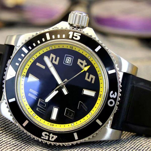 

men's watch 43mm fully automatic mechanical movement rubber strap, Slivery;brown