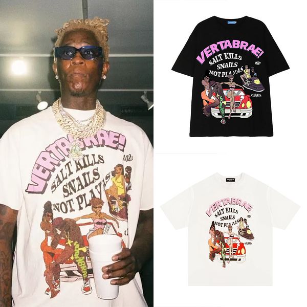 

2023 designer men's t-shirts men hip hop t-shirt letter graphic high street trend print spray dyeing tees cotton casual vintage short s, White;black