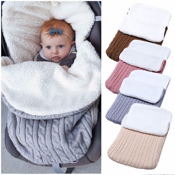 

s born plush wrapped knitted warm thick baby bedding baby stroller blanket 230407