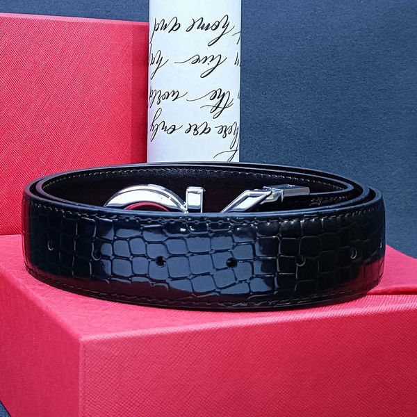 

brand belts men luxury designer letter c k buckle belt man women fashion formal dress jeans belts alligator pattern waistband width 3.3cm 12, Black;brown