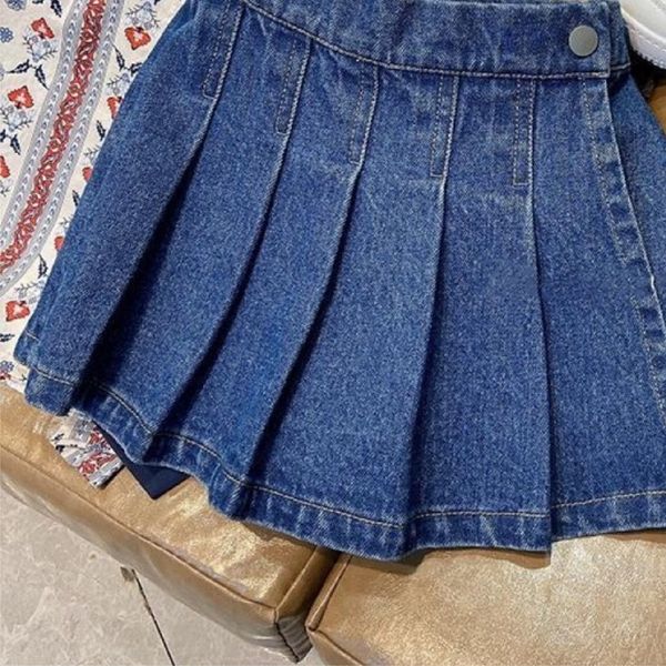 

skirts 2206 baby girls casual jeans pleated shorts baby denim scanties trousers summer spring baby clothing 1-12y 230408, Black