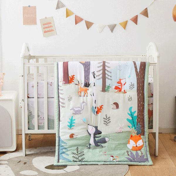 

bedding sets 3pcs microfiber crib set forest and animal designs for boys and girls baby quilt includes sheet skirt 230407