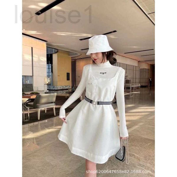 

women's fur & faux designer early spring new triangular standard waist band, minority suspender, white dress, thin design, vest skirt,, Black