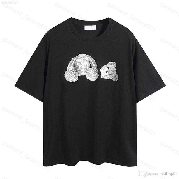 

2022 tee fashion summer men and womens angel t-shirts mans stylist guillotine bears printed short sleeve truncated plams bear angels tee, White;black