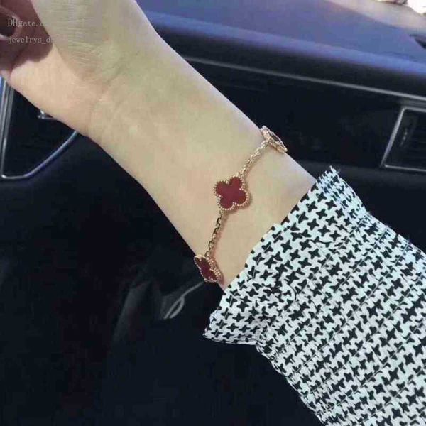 

designer bracelets charm bracelets elegance fashion classic4/four leaf clover charms bangle chain van gem agate shell luck flowers for women, Black