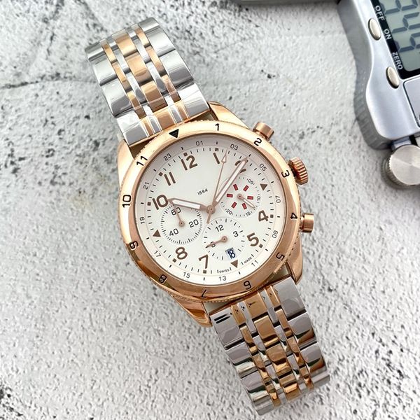 

breitl wrist watches for men 2023 mens watches all dials work quartz watch luxury brand chronograph clock fashion steel strap montre de luxe, Slivery;golden