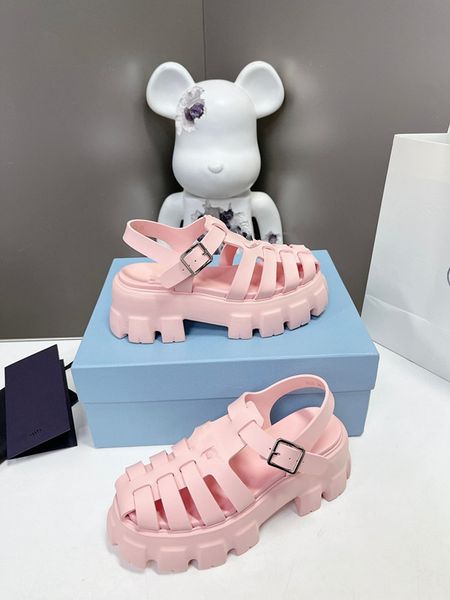 

designer men woman slippers embossed brown sliders white embellishment platform wedge sandal thick bottom couple models with box 0401, Black