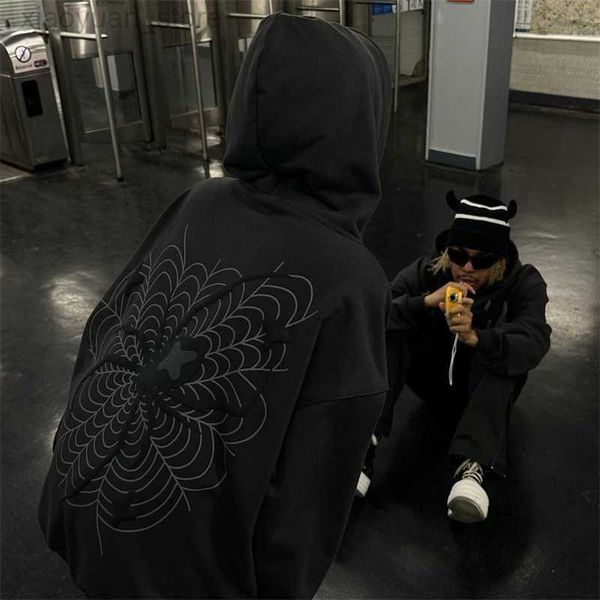 

men's hoodies sweatshirts hip hop men sweatshirt hoodie spider printed streetwear harajuku y2k clothing pullover winter fall hoodies ca, Black