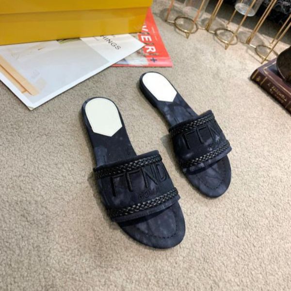 

feel slides designer explosion baguettes sandals leather double f slippers fabric slide women men slipper buckles fashion letters calssic sh, Black