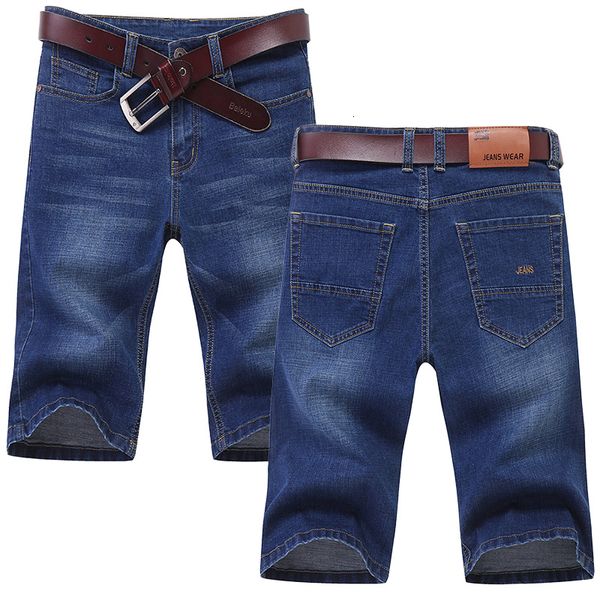 

men s jeans summer brand fit straight denim shorts classic embroidered casual clothing cotton stretch 230407, Blue