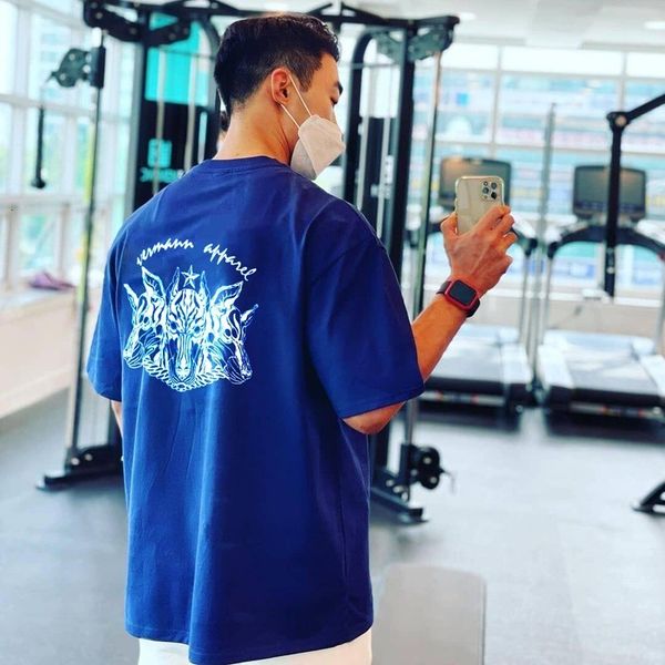 

mens tshirts men cotton fashion print t loose running gym bodybuilding fitness streetwear sport tees clothing 230407, White;black