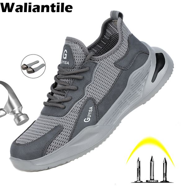 

dress shoes waliantile antismashing man safety summer breathable construction work for men indestructible sneakers 230407, Black