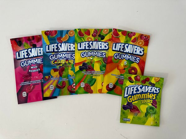 

gummies lifesavers plastic packaging bag 420 edible mylar 500mg gummy candy package baggies