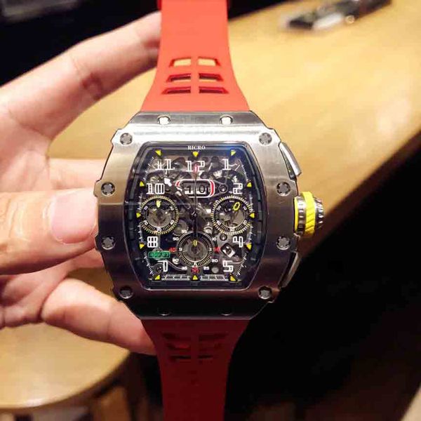 

mens watch automatic mechanical white black red rubber1, Slivery;brown
