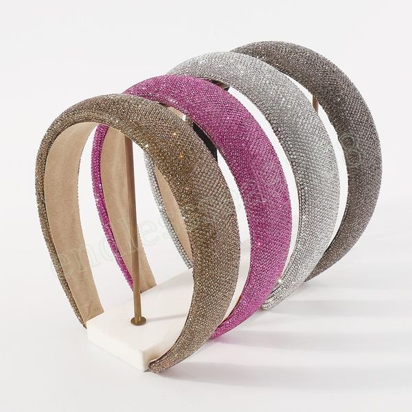 

women girls luxury rhinestone sponge padded hairband headband hair accessories hair jewley, Silver
