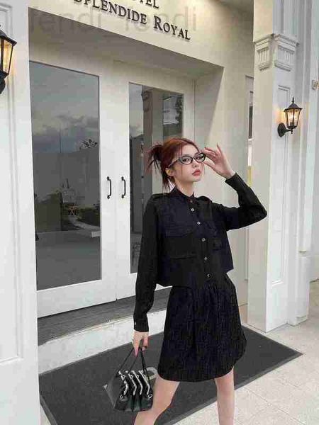 

casual dresses designer spring/summer new jacquard shirt half skirt set, old flower collection, super fashionable and stylish style, s4yz, Black;gray