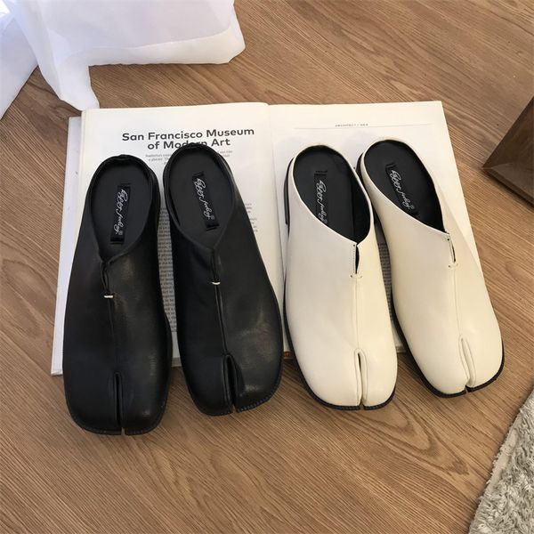 

slippers bailamos women split toe tabi ninja flats round shallow lazy on boat slingback mules shoes soft loafers 230407, Black