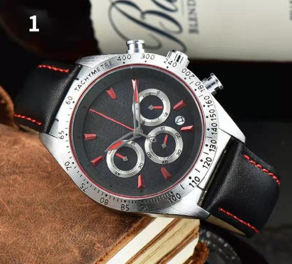 

tudo wrist watches for men 2023 mens watches all dials work quartz watch luxury brand chronograph clock black shield fashion leather and rub, Slivery;golden