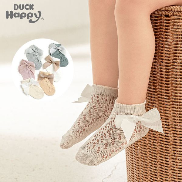 

kids socks 4 pairs of baby girl socks with a large bow breathable born girl short socks hollow toddler cotton princess children's socks, Pink;yellow