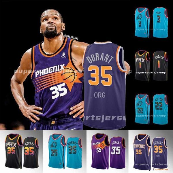 

phoenix''suns''35 kevin durant basketball jerseys 2022 devin booker deandre ayton chris paul mikal bridges cameron johns, Black;red