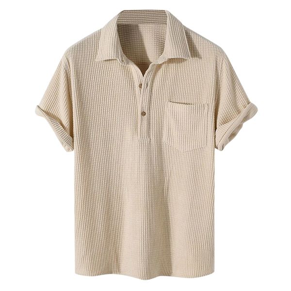 

mens tshirts casual solid color half cardigan lapel shirt pocket short sleeve 230408, White;black