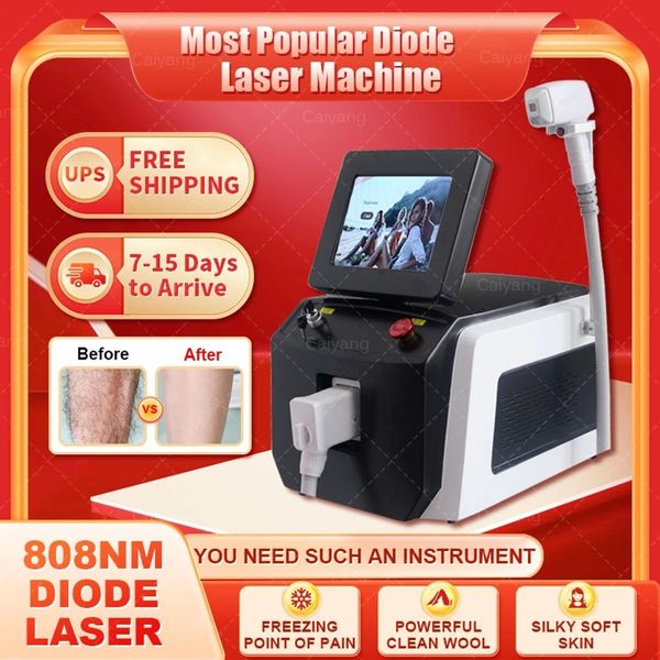 

2023 808nm multi-functional diode l-aser hair removal machine 2000w depilation equipment three wavelengths ice titanium device professional, Black;white
