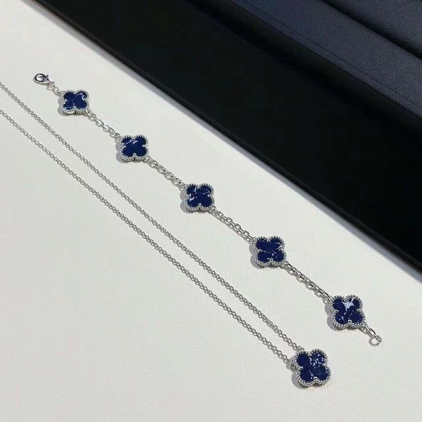 

Classic designer jewelry Van Clover Necklace jewelrys High version Four Leaf Grass Necklaces Bracelet Set Women's Silver 2023 New Peter Stone jewelry Christmas gift