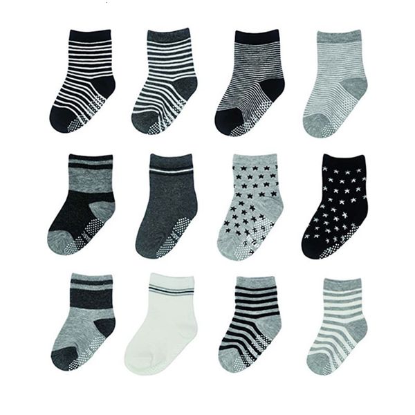 

kids socks 12 pairs/set of children's socks baby girls non slip boys elastic knitted cotton 1-5 years 230408, Pink;yellow