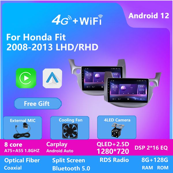 

car gps navigation video player android radio touchscreen hd head unit audio for honda fit 2008-2013 rhd with ips screen dsp