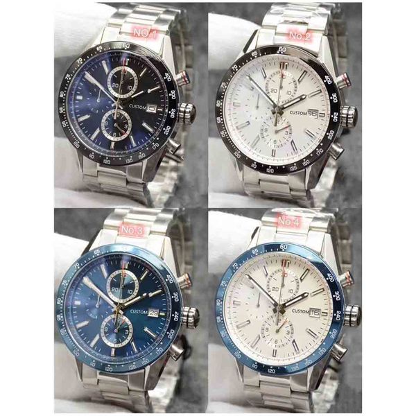

classic new men silver brown leather stainless steel chronograph watch gulf racing sapphire special edition watch satch101, Slivery;brown