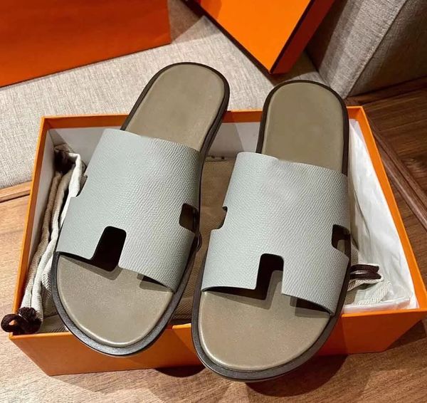 

23s designer men slipper sandal fashion flats paris slides heritage calfskin casual shoe sandals genuine leather izmir flip flop man large s, Black
