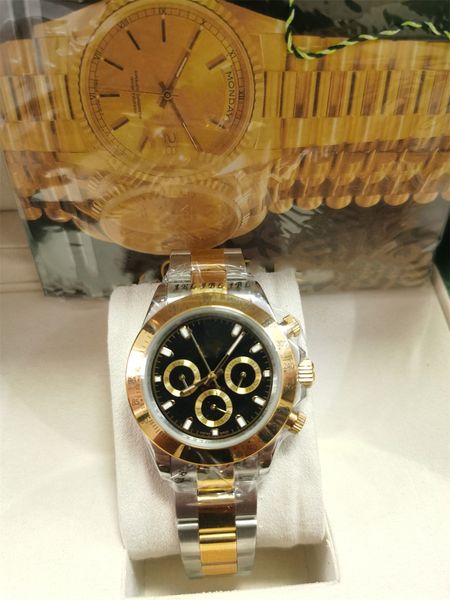 

with original box high-quality luxury watch 40mm 116503 116523 sapphire 18k yellow gold ceramic bezel chronograph mechanical automatic mens, Slivery;brown