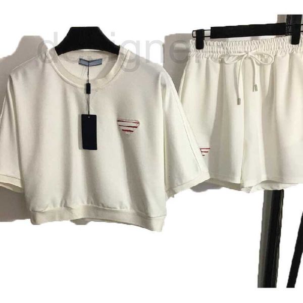 

two piece dress designer womens t shirt triangle letter skirt suits short clothing hip ladies short sleeve stamp crewneck sets styles dresse, White