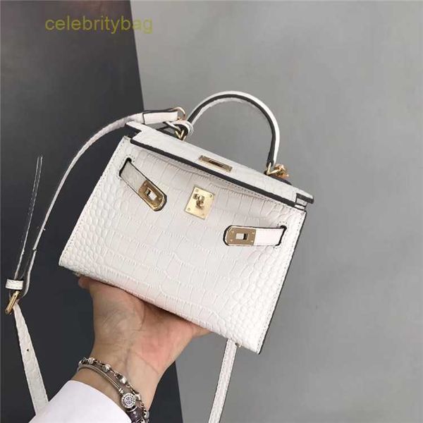 

designer kelys handbags hemrres crocodile second generation mini small square bag handheld one shoulder crossbody fashion simple style has l