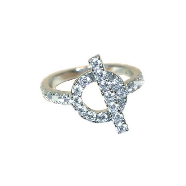 

high version s925 sterling silver full diamond pig nose ring small q versatile fashion index finger with packaging