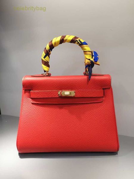 

designer kelys handbags hemrres fashion 2023 new bag lychee grain large capacity women's leather one shoulder diagonal bag red wedding